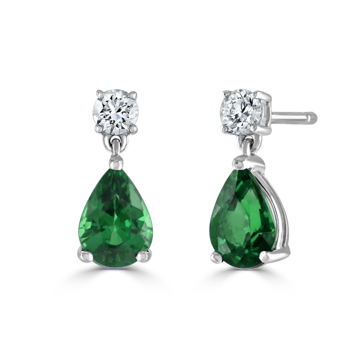 Pear Shape Emerald & Diamond Earrings