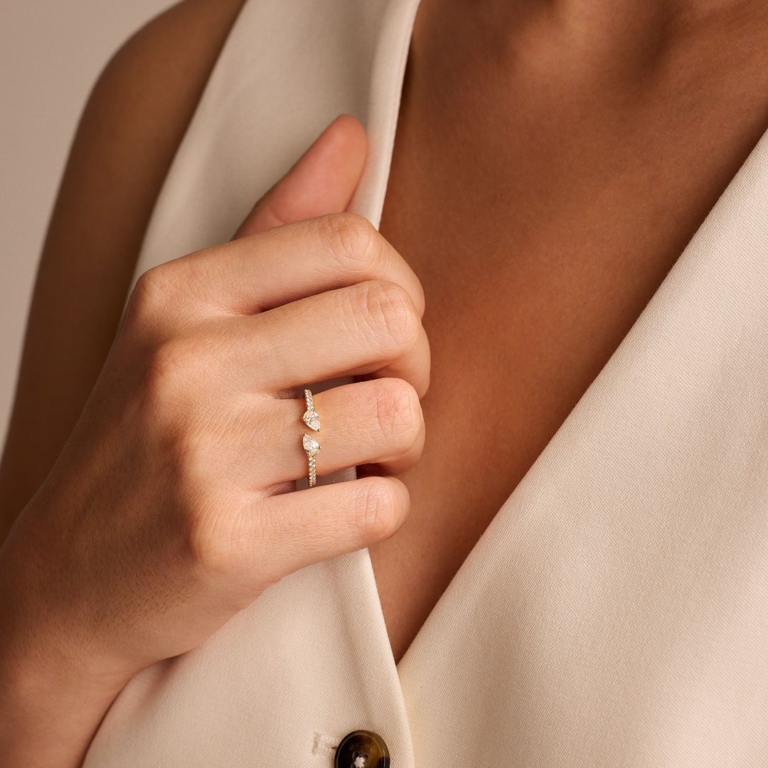 Ditto Yellow Gold Pear Shape Diamond Ring