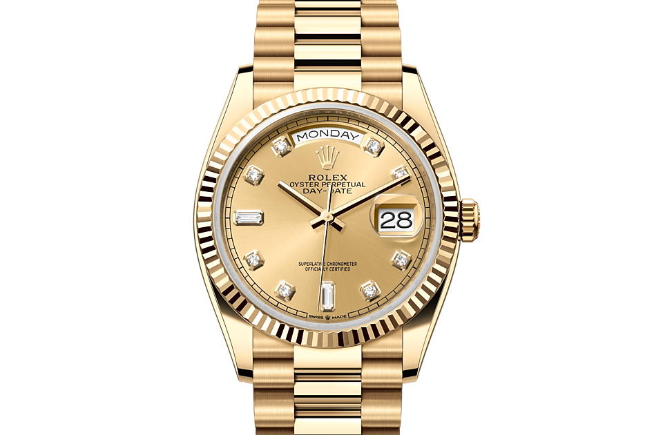 Rolex Yellow Gold Lady-Datejust 28 Watch - 44 Diamond Bezel - Champagn