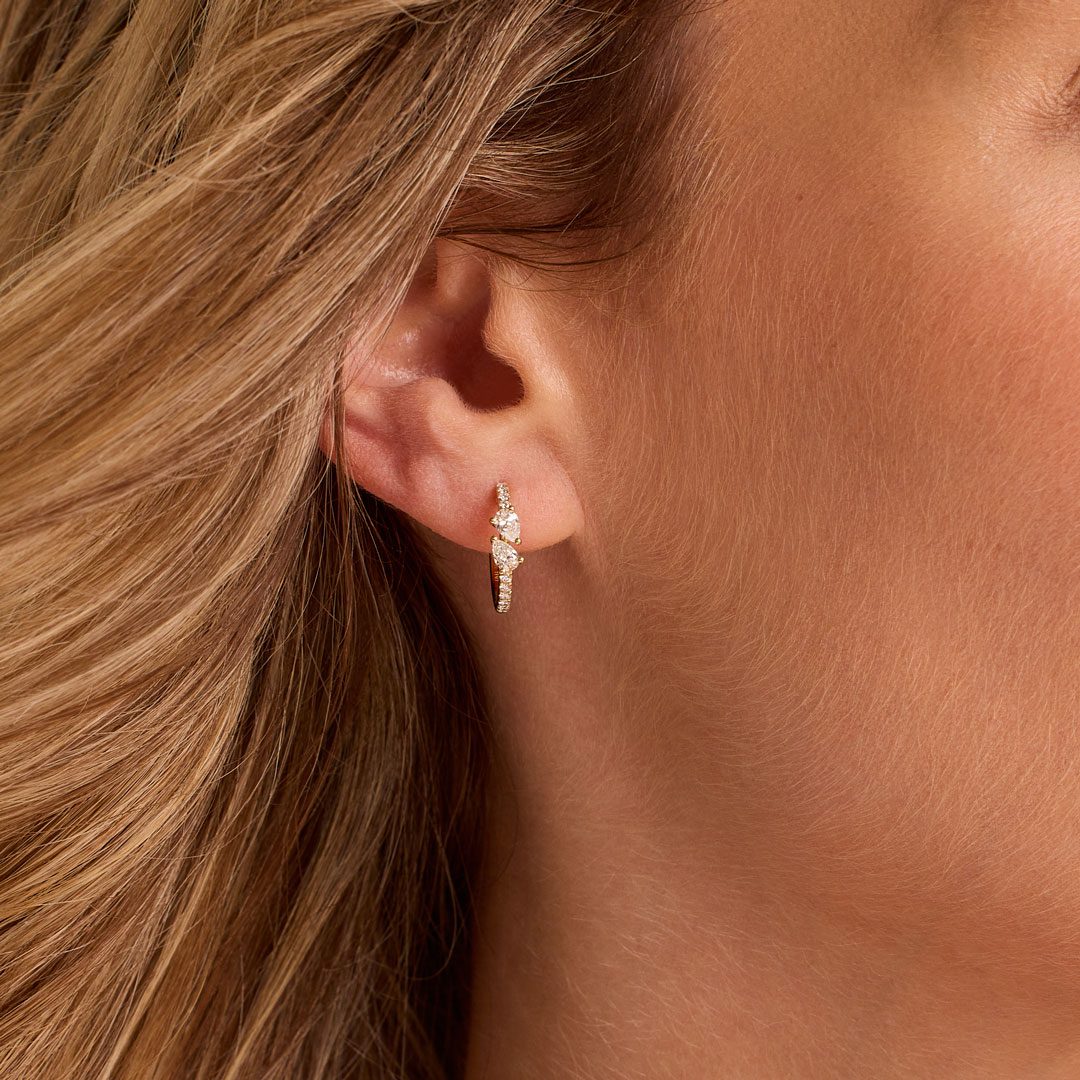 Ditto White Gold Pear Shape Diamond Hoop Earrings