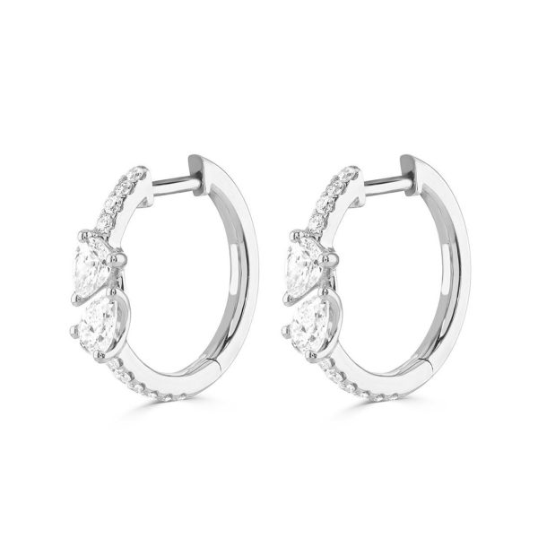 Ditto White Gold Pear Shape Diamond Hoop Earrings