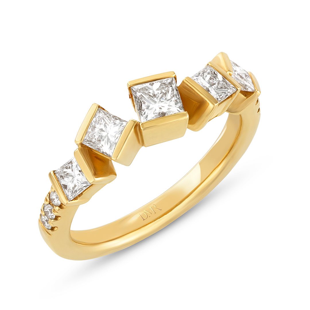 Hopscotch Yellow Gold Diamond Ring