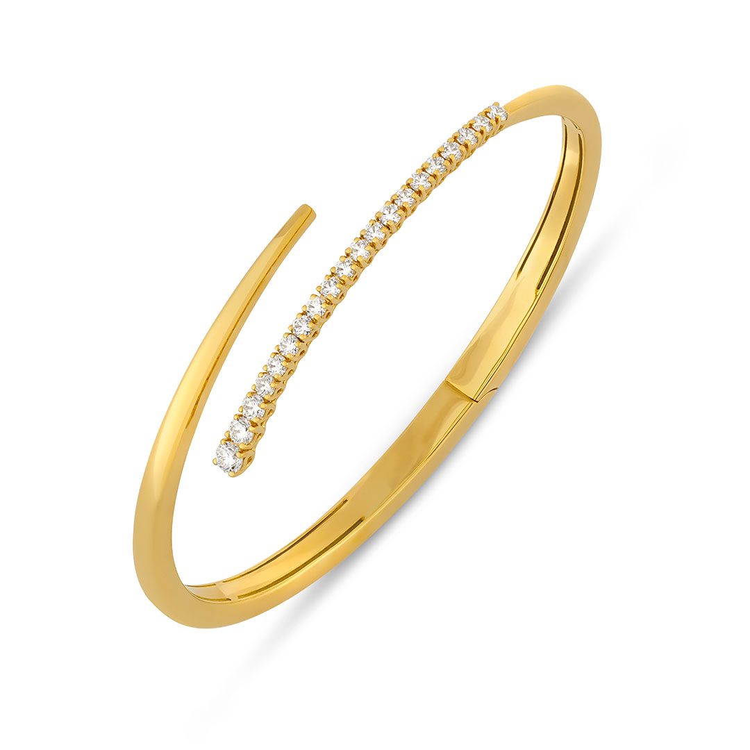 Yellow Gold Crossover Diamond Bangle Yellow Gold Crossover Diamond Bangle
