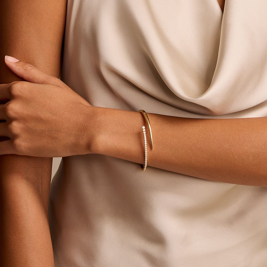 Yellow Gold Crossover Diamond Bangle