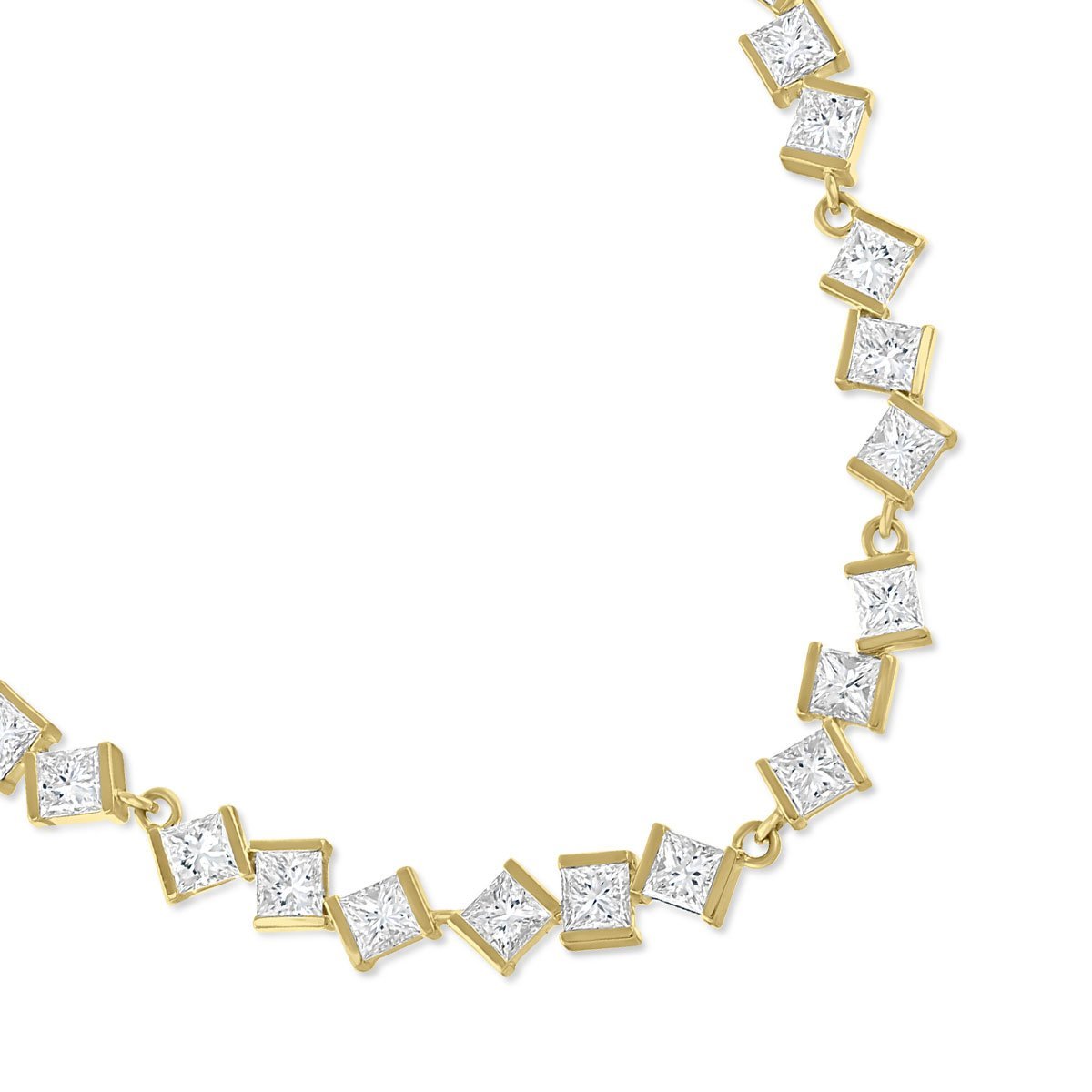 Hopscotch Yellow Gold Princess Cut Diamond Necklace
