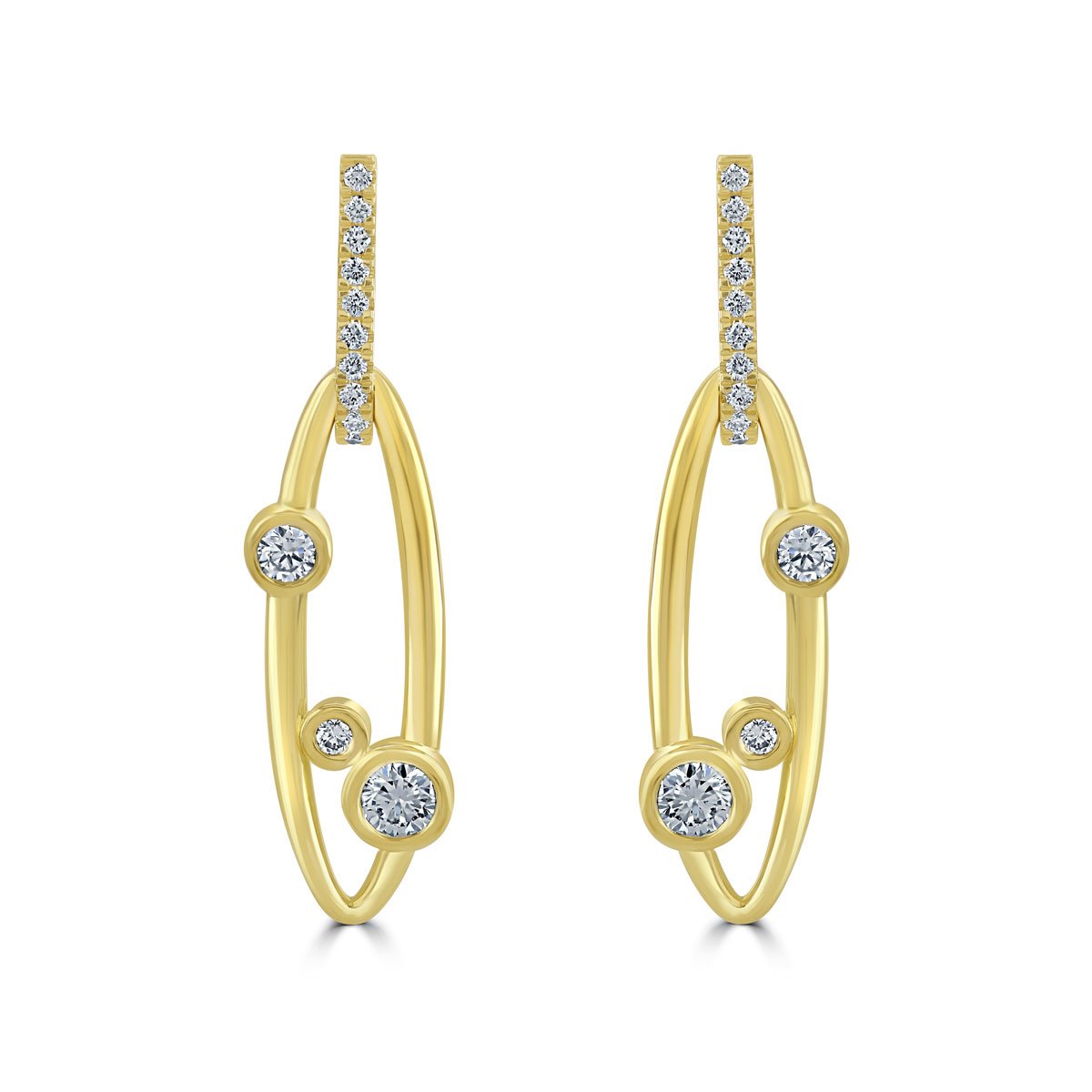 Lunar White Gold Diamond Drop Earrings