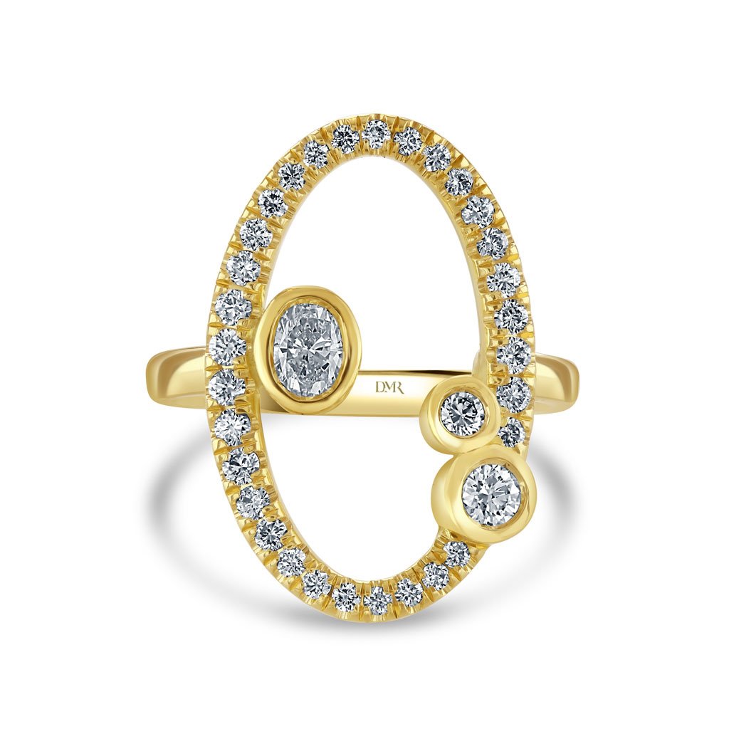 Lunar White Gold Diamond Surround Dress Ring