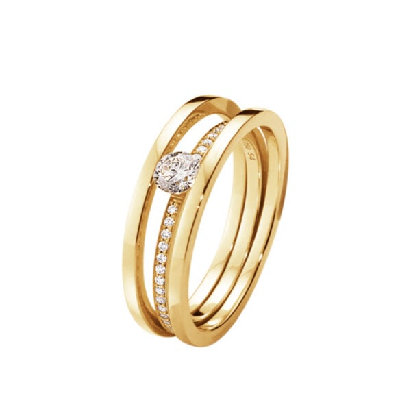 Halo Yellow Gold Solitaire Ring