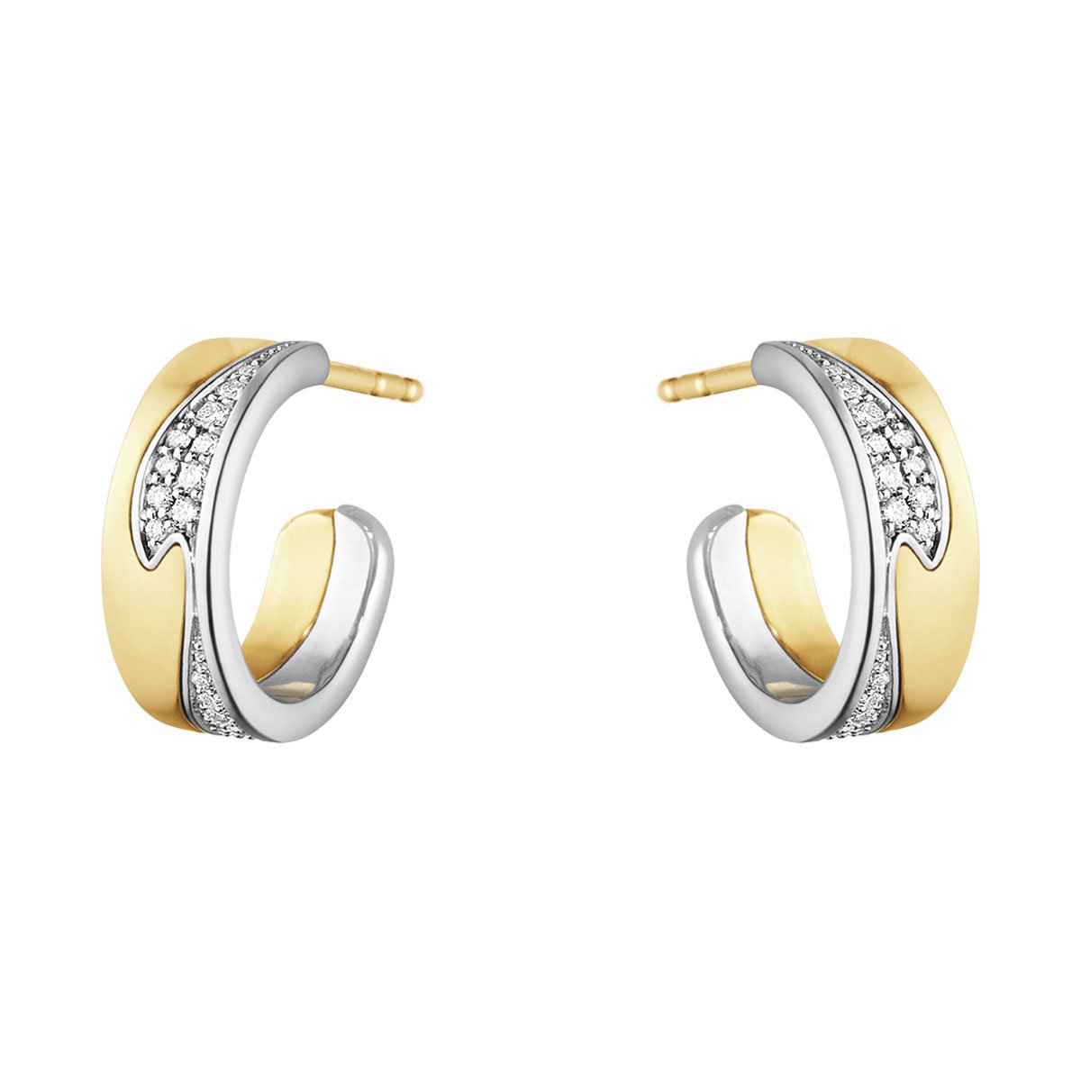 Fusion White & Yellow Gold Diamond Hoop Earrings