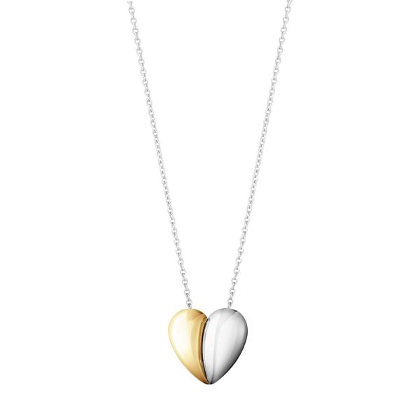 Curve Silver & Yellow Gold Heart Pendant