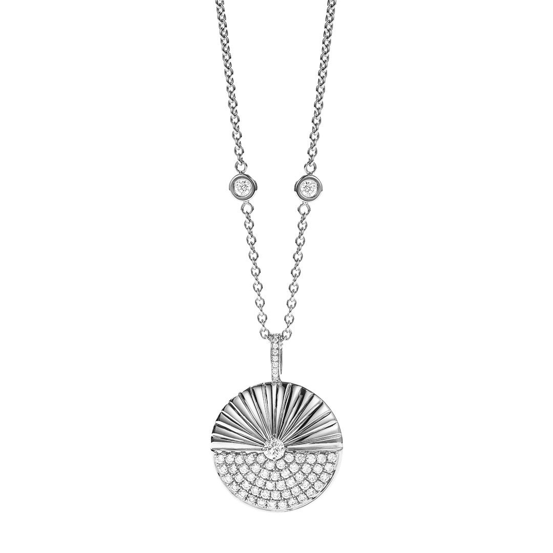 Alba Diamond Large Pendant | White Gold | David M Robinson