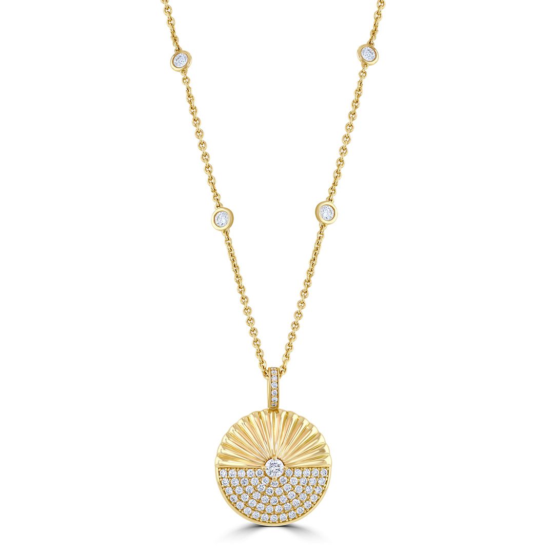 Alba Yellow Gold Diamond Large Pendant