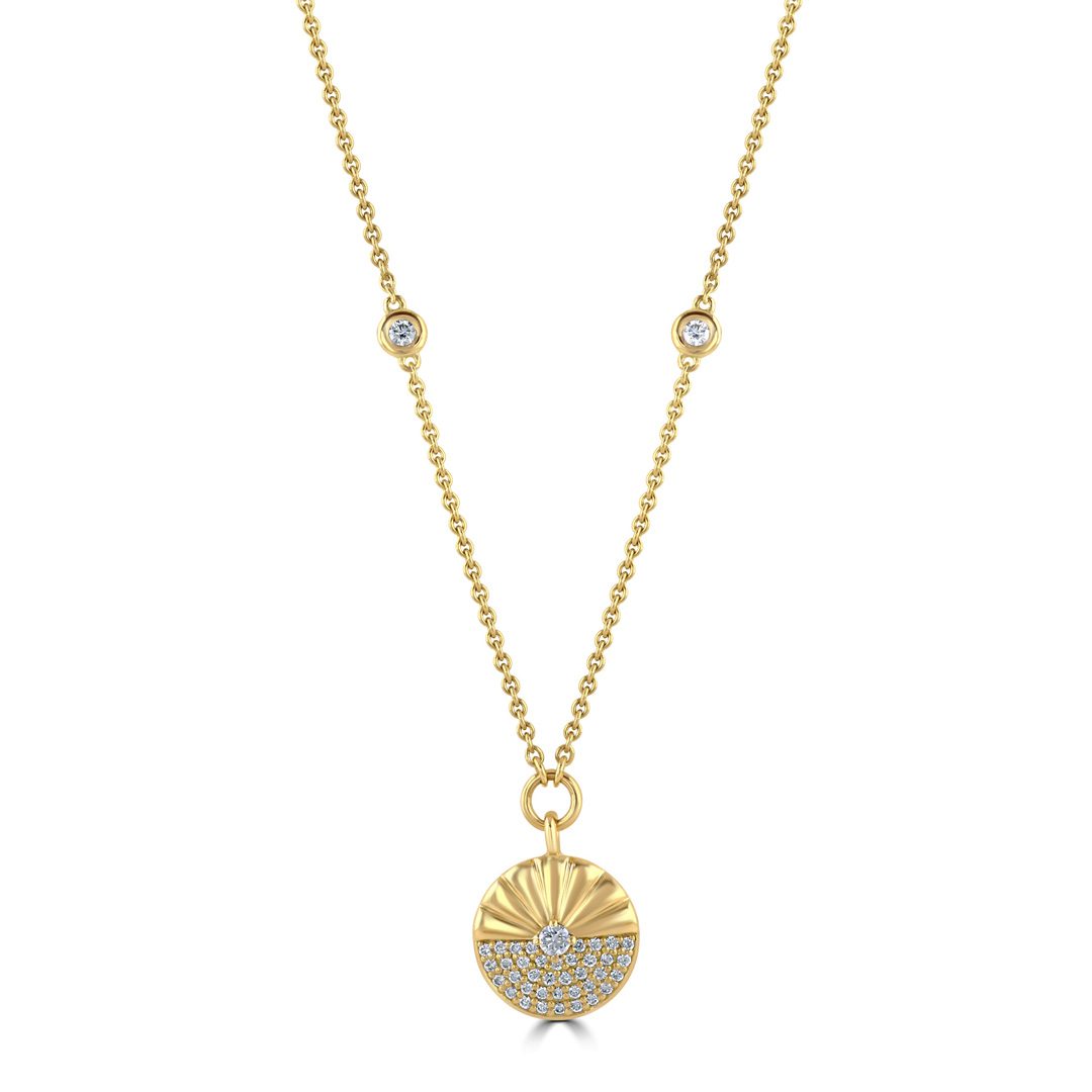 Alba Yellow Gold Diamond Small Pendant