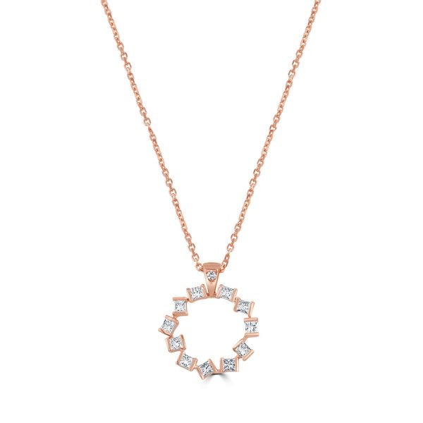 Hopscotch Rose Gold Diamond Small Circle Pendant