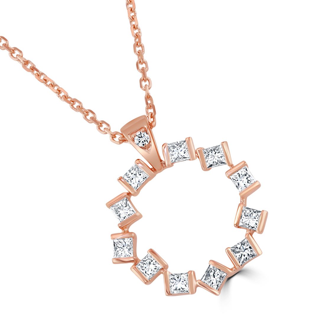 Hopscotch Rose Gold Diamond Small Circle Pendant