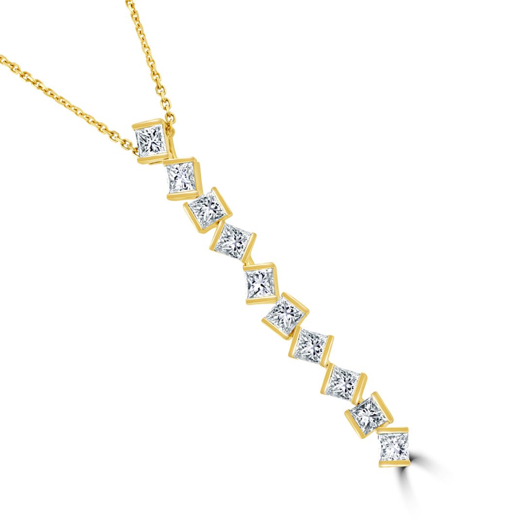 Hopscotch Yellow Gold Diamond Drop Pendant