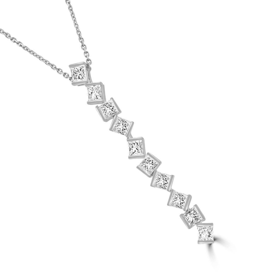 Hopscotch White Gold Diamond Drop Pendant