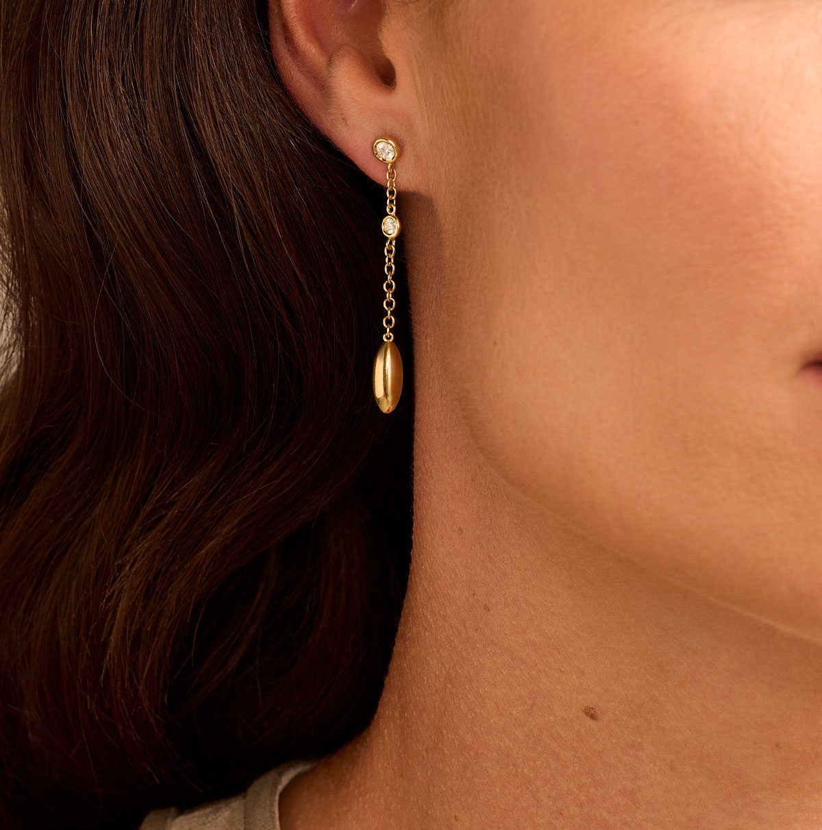 Amalfi Yellow Gold Diamond Drop Earrings