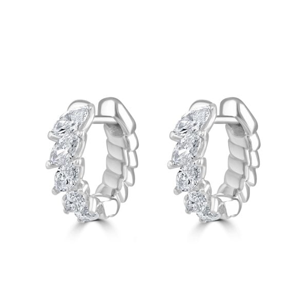 White Gold Marquise Diamond Hoop Earrings