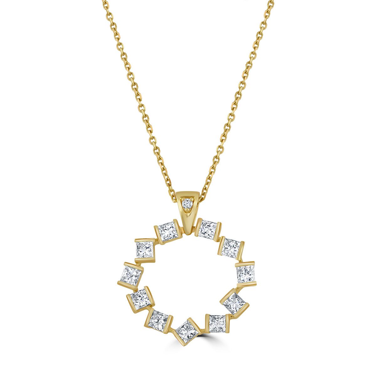 Hopscotch Yellow Gold Large Diamond Circle Pendant