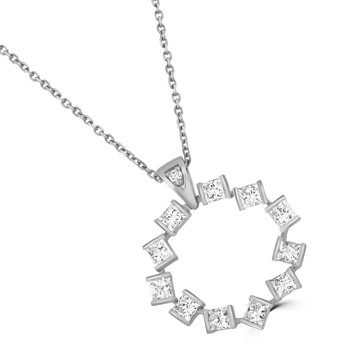 Hopscotch White Gold Large Diamond Circle Pendant