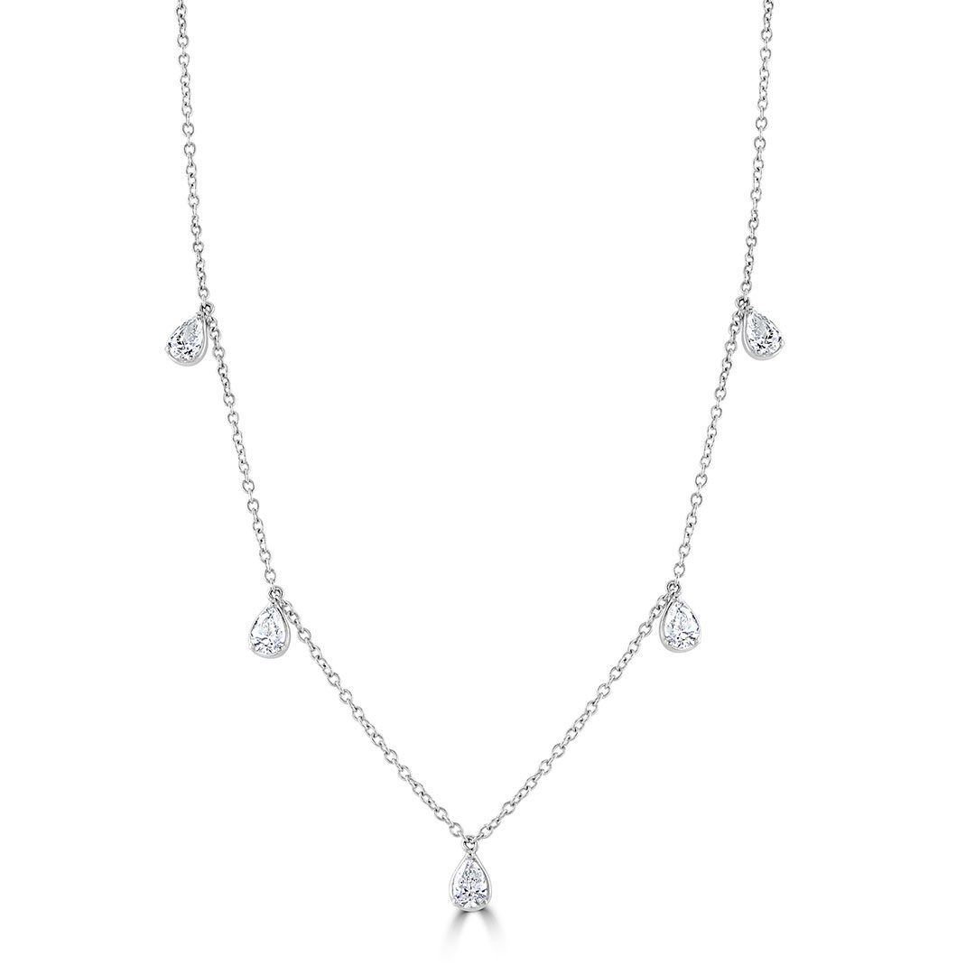 White Gold Pear Shape Diamond Necklace