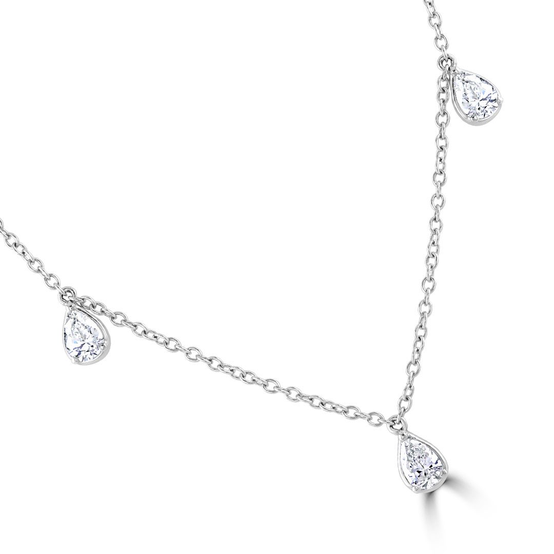 White Gold Pear Shape Diamond Necklace