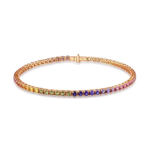 Rose Gold Rainbow Sapphire Bracelet