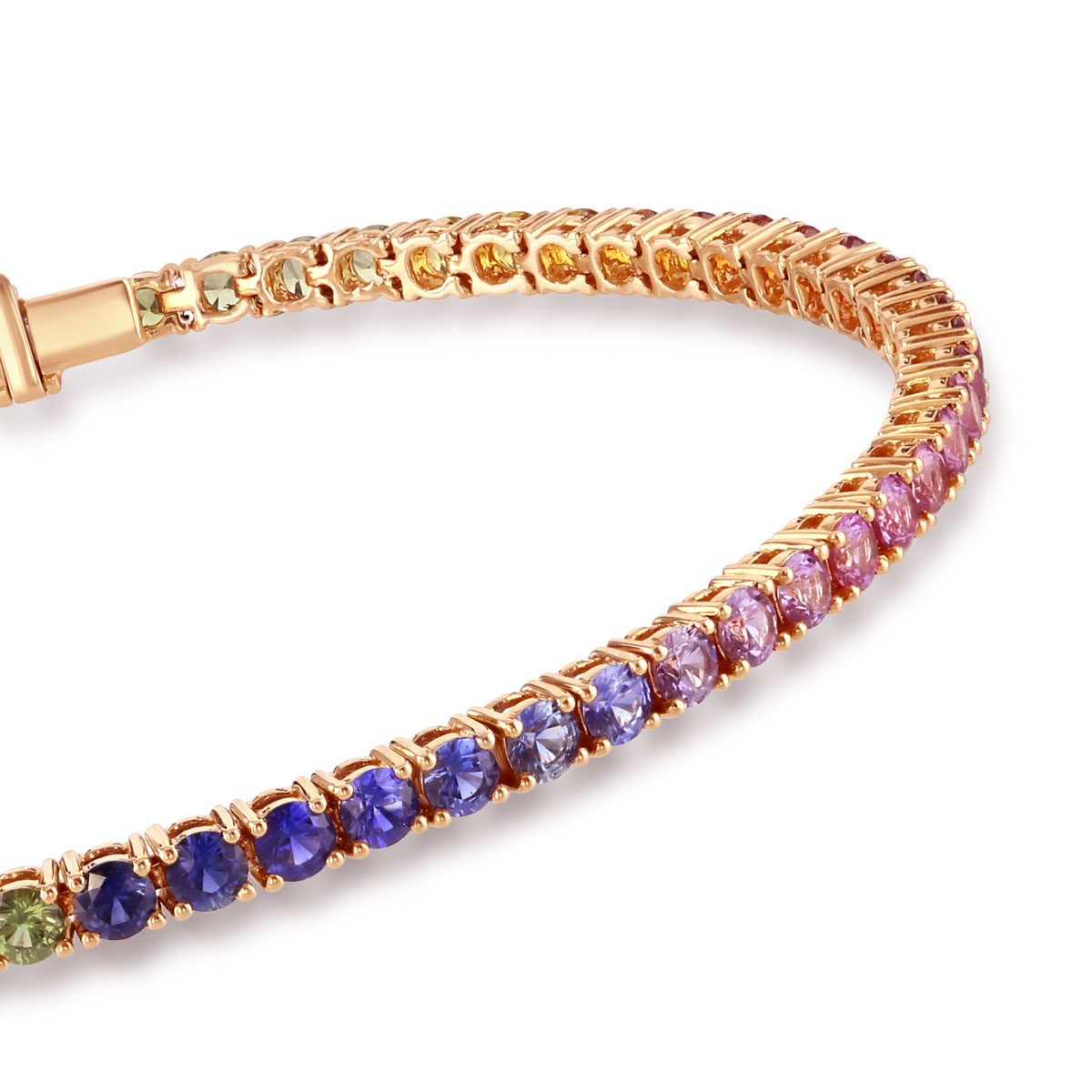 Rose Gold Rainbow Sapphire Bracelet