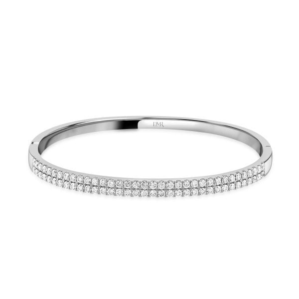 Love Lines Yellow Gold Double Row Diamond Bangle