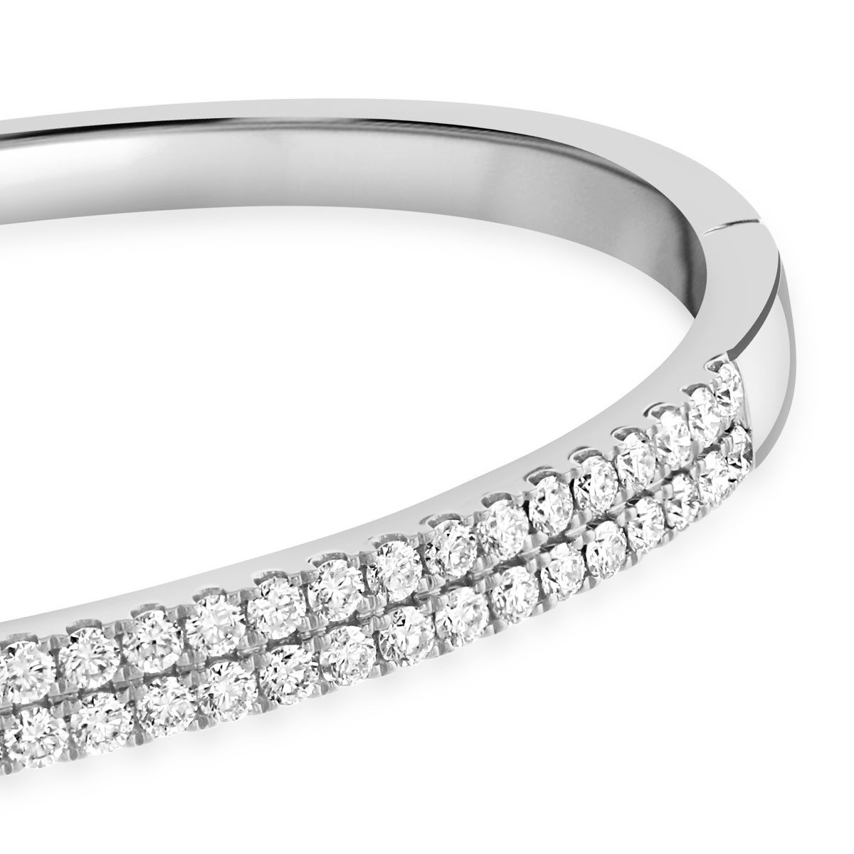 White Gold Two Row Diamond Bangle