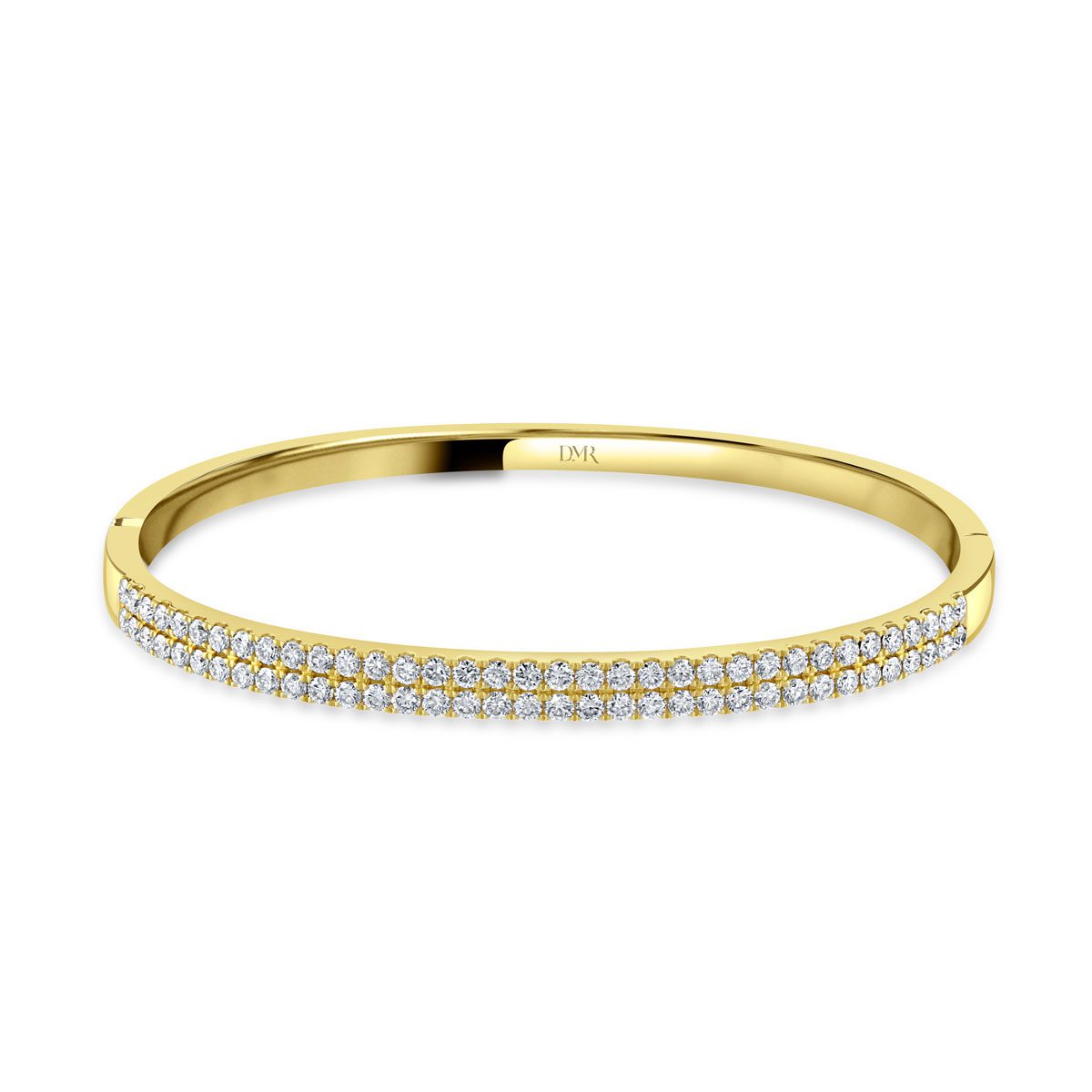 Yellow Gold Two Row Diamond Bangle