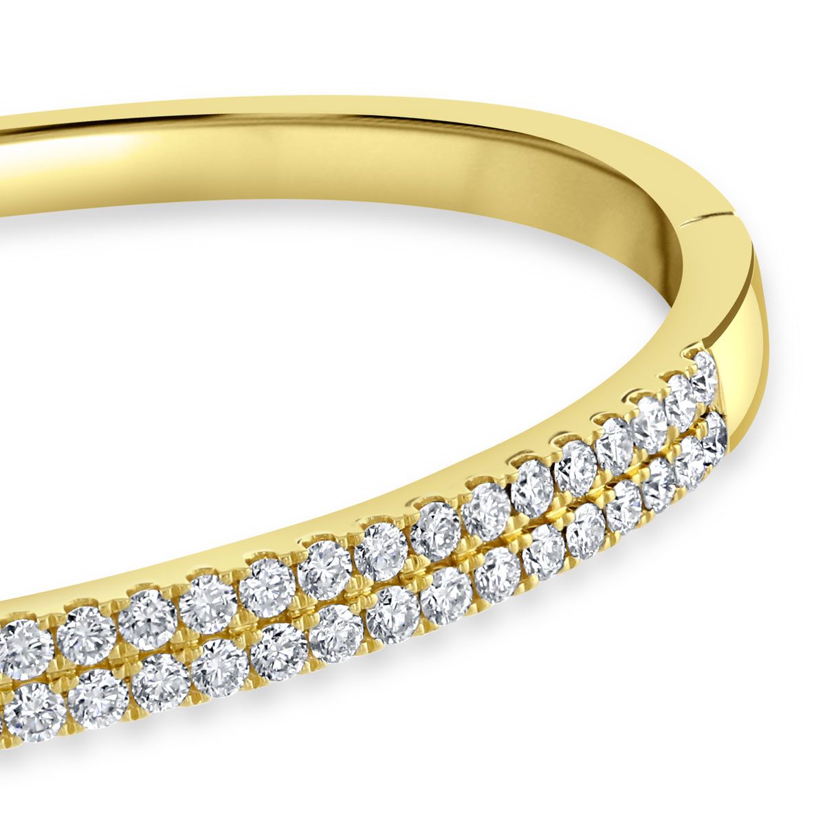 Yellow Gold Two Row Diamond Bangle