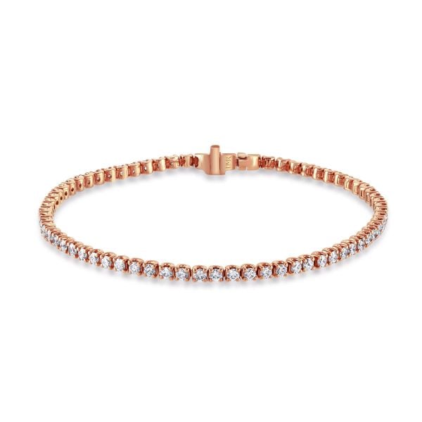 Rose Gold Round Brilliant Cut Diamond Tennis Bracelet