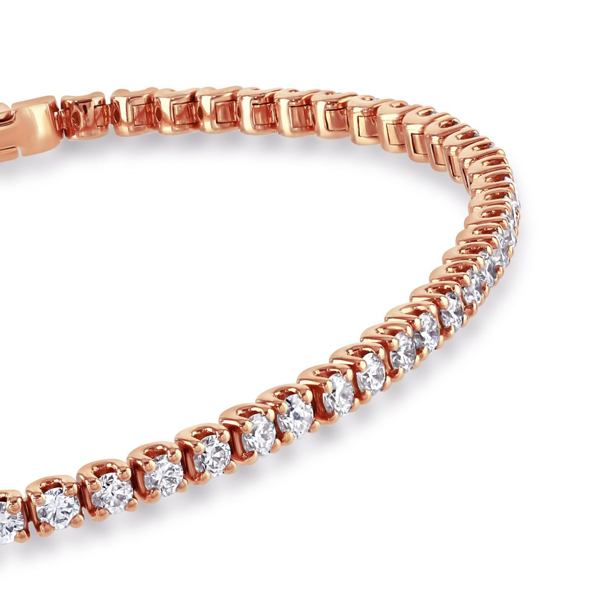 Rose Gold Round Brilliant Cut Diamond Tennis Bracelet