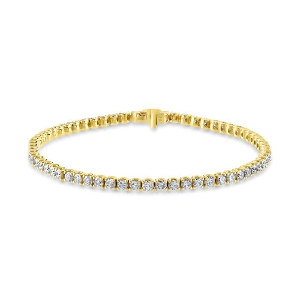 Yellow Gold Round Brilliant Cut Diamond Tennis Bracelet