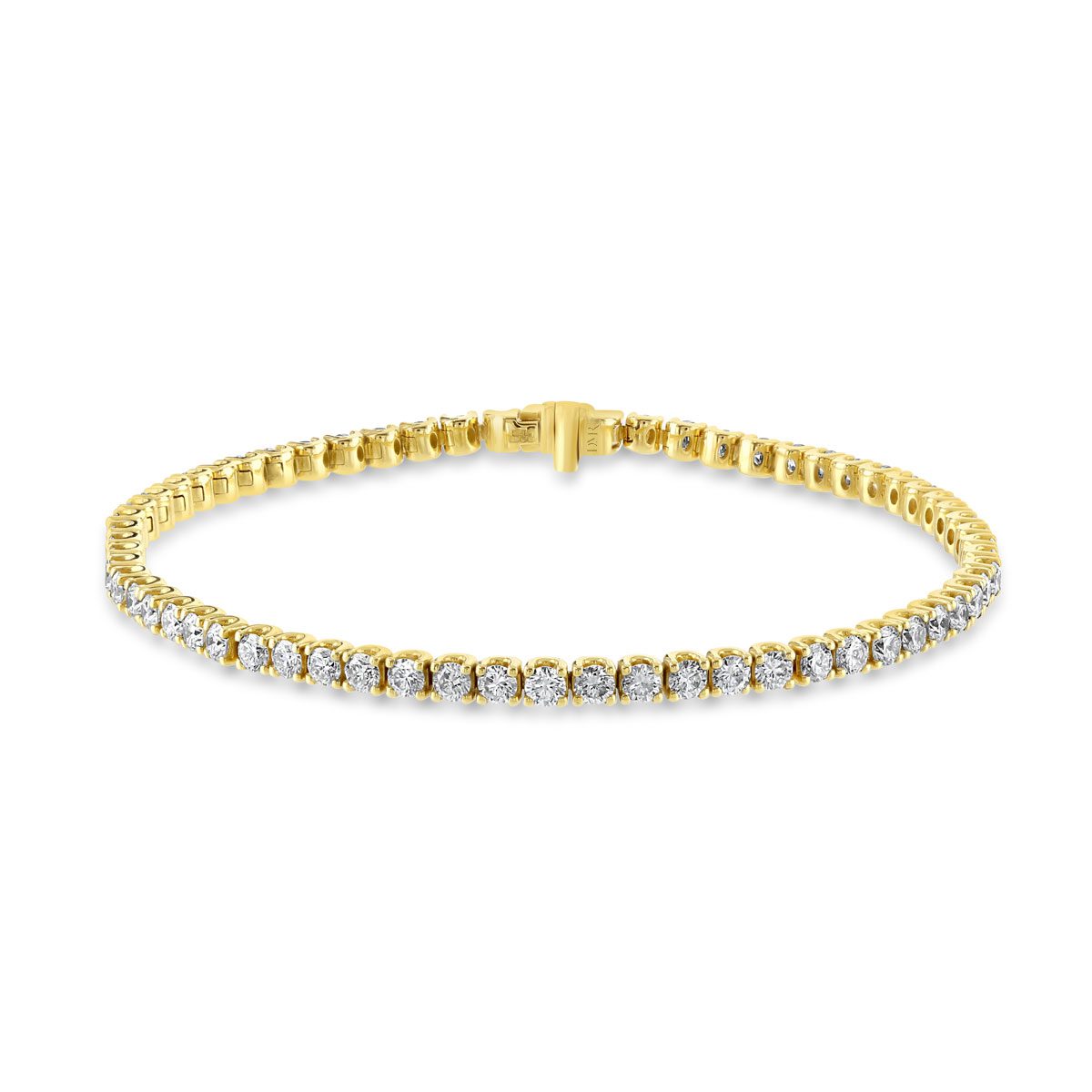 Yellow Gold Round Brilliant Cut Diamond Tennis Bracelet