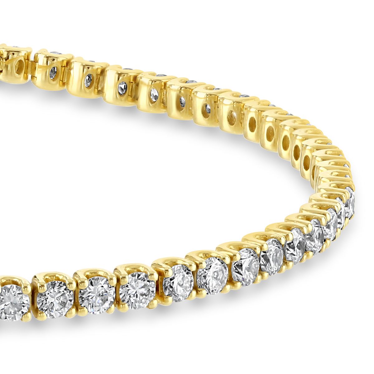 Yellow Gold Round Brilliant Cut Diamond Tennis Bracelet