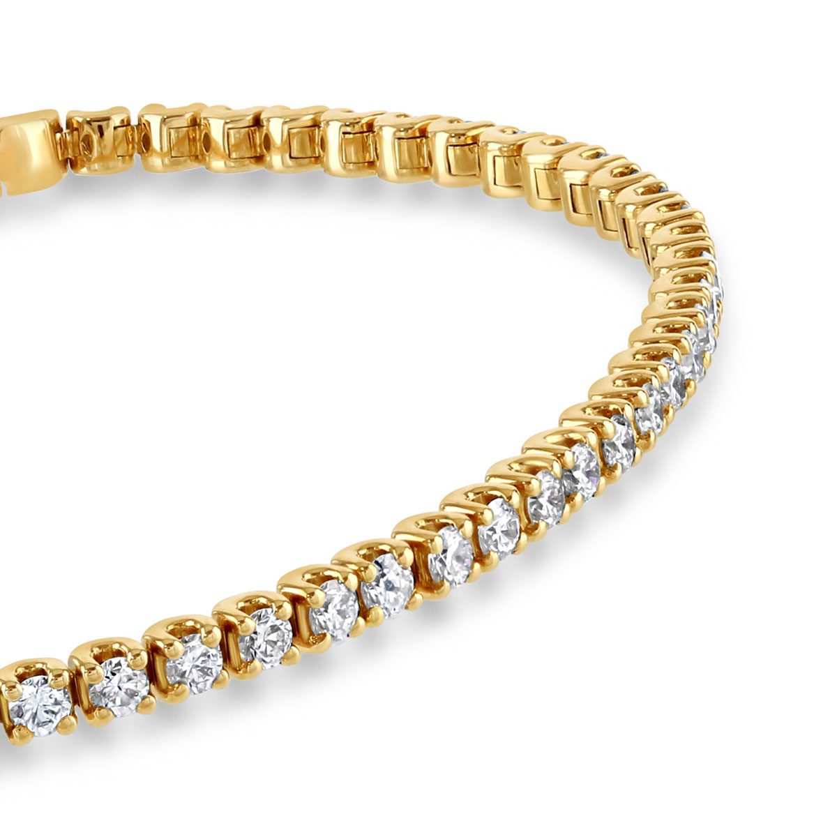 Yellow Gold Round Brilliant Cut Diamond Tennis Bracelet