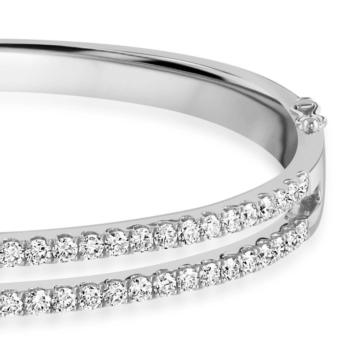 Love Lines Two Row White Gold Diamond Bangle