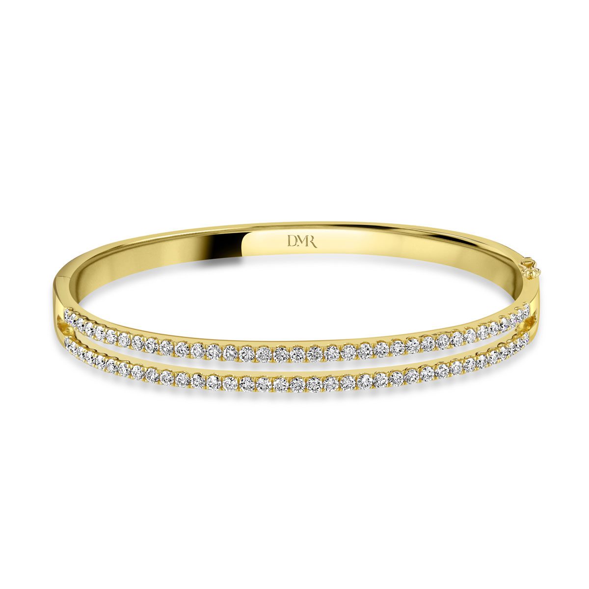 Love Lines Two Row Yellow Gold Diamond Bangle