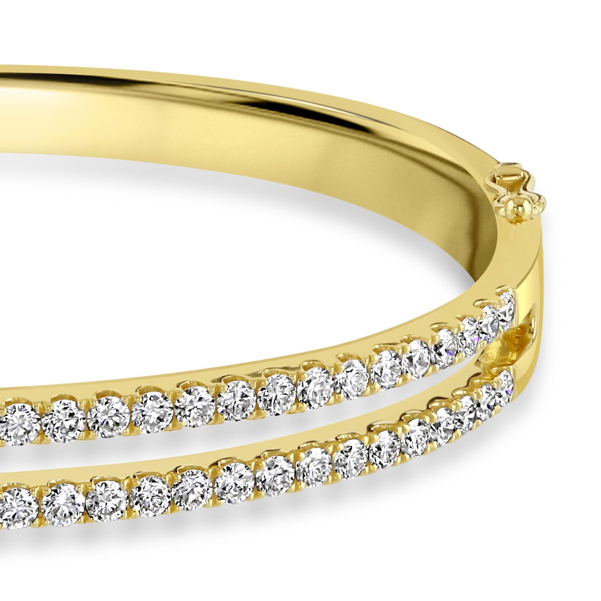 Love Lines Two Row Yellow Gold Diamond Bangle