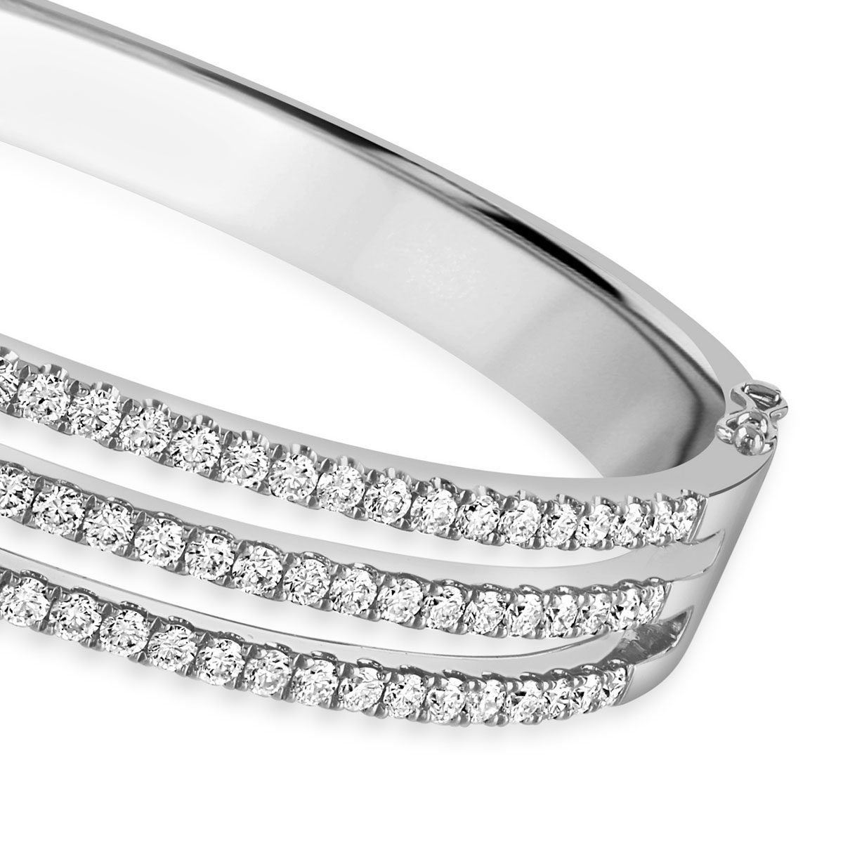 Love Lines Three Row White Gold Diamond Bangle