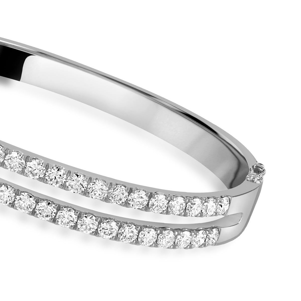 Love Lines Two Row White Gold Diamond Bangle