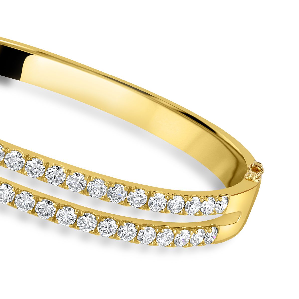 Love Lines Two Row Yellow Gold Diamond Bangle