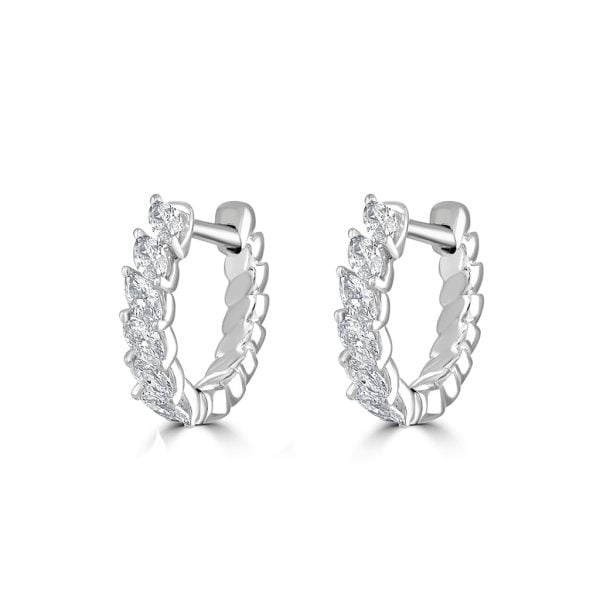 White Gold Marquise Diamond Hoop Earrings