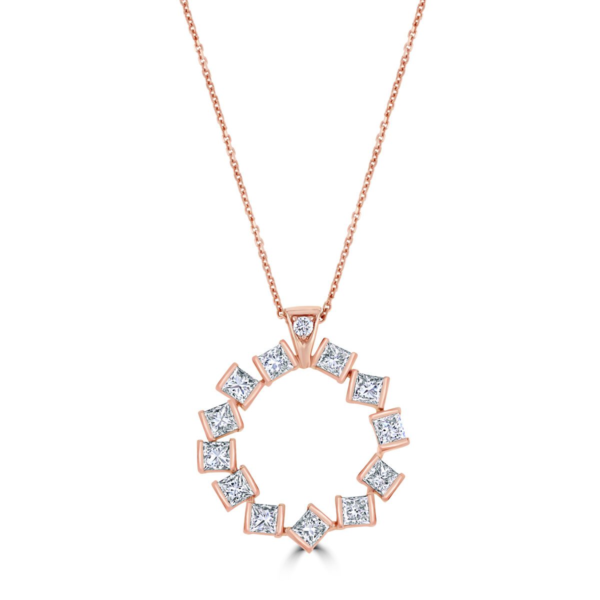 Hopscotch Rose Gold Large Diamond Circle Pendant