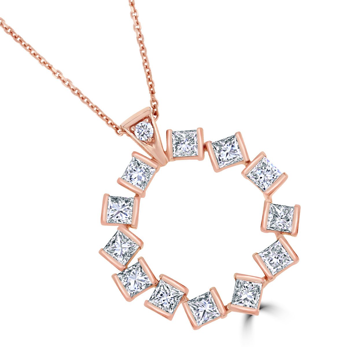 Hopscotch Rose Gold Large Diamond Circle Pendant