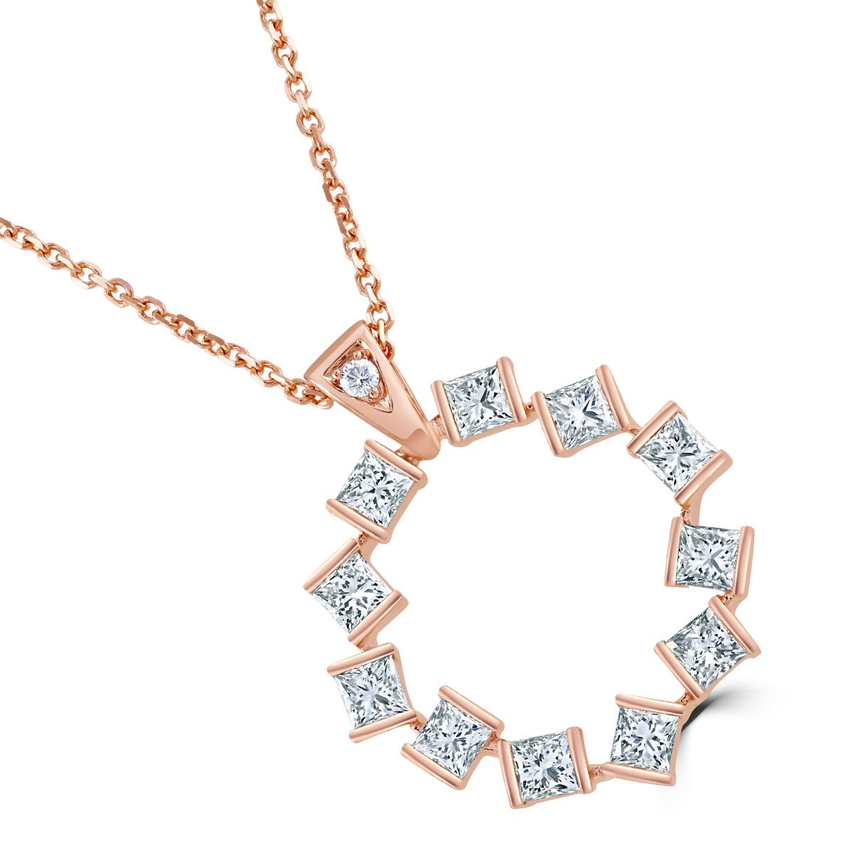 Hopscotch Rose Gold Diamond Circle Pendant