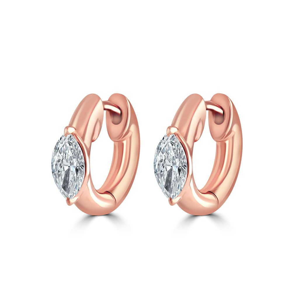 Rose Gold Marquise Diamond Hoop Earrings